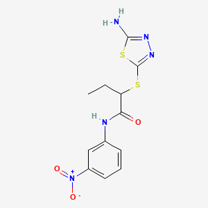 molecular formula C12H13N5O3S2 B4105695 2-[(5-amino-1,3,4-thiadiazol-2-yl)sulfanyl]-N-(3-nitrophenyl)butanamide 