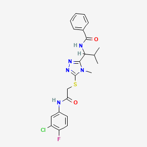 molecular formula C22H23ClFN5O2S B4105730 N-{1-[5-({2-[(3-chloro-4-fluorophenyl)amino]-2-oxoethyl}sulfanyl)-4-methyl-4H-1,2,4-triazol-3-yl]-2-methylpropyl}benzamide 