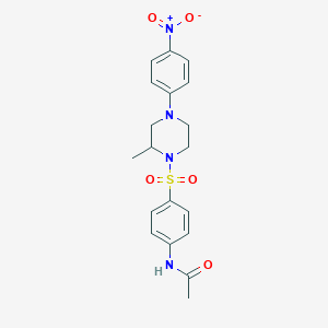 molecular formula C19H22N4O5S B4106229 N-(4-{[2-methyl-4-(4-nitrophenyl)piperazin-1-yl]sulfonyl}phenyl)acetamide 