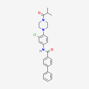 molecular formula C27H28ClN3O2 B4106354 N-{3-chloro-4-[4-(2-methylpropanoyl)piperazin-1-yl]phenyl}biphenyl-4-carboxamide 