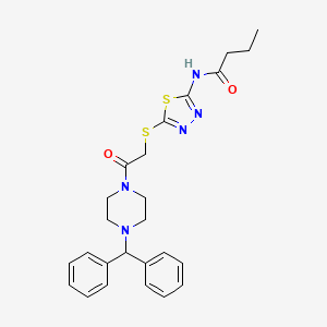 molecular formula C25H29N5O2S2 B4106416 N-[5-({2-[4-(diphenylmethyl)piperazin-1-yl]-2-oxoethyl}sulfanyl)-1,3,4-thiadiazol-2-yl]butanamide 