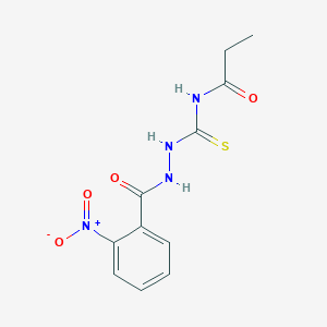 molecular formula C11H12N4O4S B410651 N-[[(2-nitrobenzoyl)amino]carbamothioyl]propanamide 