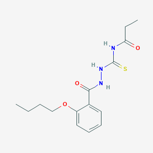 molecular formula C15H21N3O3S B410652 N-{[2-(2-butoxybenzoyl)hydrazino]carbothioyl}propanamide 