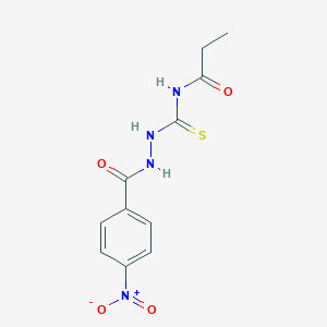 molecular formula C11H12N4O4S B410655 N-[(2-{4-nitrobenzoyl}hydrazino)carbothioyl]propanamide 