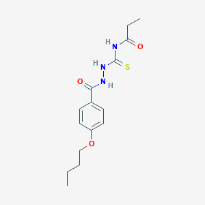 molecular formula C15H21N3O3S B410657 N-[N'-(4-Butoxy-benzoyl)-hydrazinocarbothioyl]-propionamide 