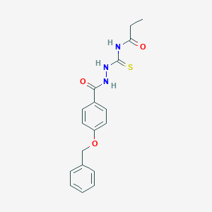 molecular formula C18H19N3O3S B410662 N-({2-[4-(benzyloxy)benzoyl]hydrazino}carbothioyl)propanamide 