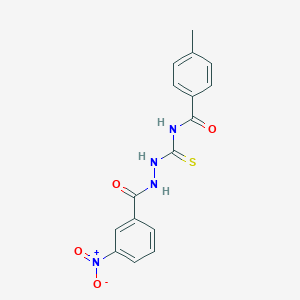 molecular formula C16H14N4O4S B410663 N-[(2-{3-nitrobenzoyl}hydrazino)carbothioyl]-4-methylbenzamide 