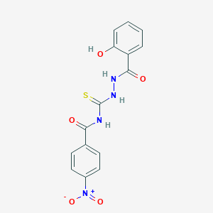 molecular formula C15H12N4O5S B410674 N-{[2-(2-hydroxybenzoyl)hydrazino]carbothioyl}-4-nitrobenzamide 