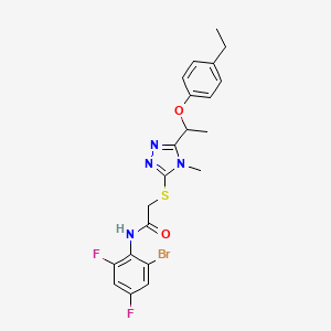 molecular formula C21H21BrF2N4O2S B4106860 N-(2-bromo-4,6-difluorophenyl)-2-({5-[1-(4-ethylphenoxy)ethyl]-4-methyl-4H-1,2,4-triazol-3-yl}sulfanyl)acetamide 