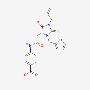 molecular formula C21H21N3O5S B4106862 Methyl 4-({[3-(furan-2-ylmethyl)-5-oxo-1-(prop-2-en-1-yl)-2-thioxoimidazolidin-4-yl]acetyl}amino)benzoate 