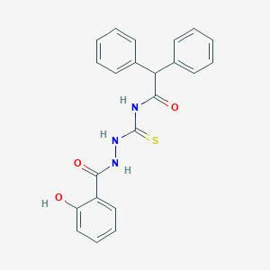 molecular formula C22H19N3O3S B410700 N-{[2-(2-hydroxybenzoyl)hydrazino]carbothioyl}-2,2-diphenylacetamide 