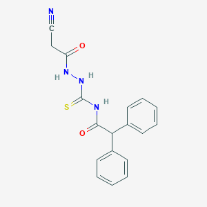 molecular formula C18H16N4O2S B410704 N-{[2-(cyanoacetyl)hydrazino]carbothioyl}-2,2-diphenylacetamide 