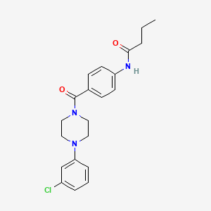 molecular formula C21H24ClN3O2 B4107100 N-{4-[4-(3-CHLOROPHENYL)PIPERAZINE-1-CARBONYL]PHENYL}BUTANAMIDE 