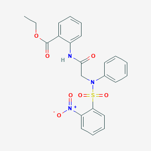 molecular formula C23H21N3O7S B410719 ethyl 2-({N-[(2-nitrophenyl)sulfonyl]-N-phenylglycyl}amino)benzoate 