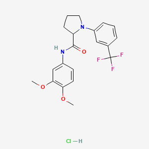 molecular formula C20H22ClF3N2O3 B4107209 N-(3,4-dimethoxyphenyl)-1-[3-(trifluoromethyl)phenyl]pyrrolidine-2-carboxamide;hydrochloride 