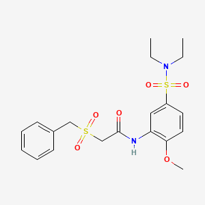 molecular formula C20H26N2O6S2 B4107272 N-[5-(DIETHYLSULFAMOYL)-2-METHOXYPHENYL]-2-PHENYLMETHANESULFONYLACETAMIDE 