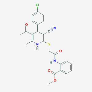 molecular formula C25H22ClN3O4S B4107366 METHYL 2-(2-{[5-ACETYL-4-(4-CHLOROPHENYL)-3-CYANO-6-METHYL-1,4-DIHYDROPYRIDIN-2-YL]SULFANYL}ACETAMIDO)BENZOATE 