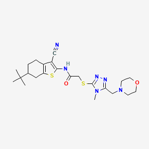 molecular formula C23H32N6O2S2 B4107569 N-(6-tert-butyl-3-cyano-4,5,6,7-tetrahydro-1-benzothiophen-2-yl)-2-{[4-methyl-5-(morpholin-4-ylmethyl)-4H-1,2,4-triazol-3-yl]sulfanyl}acetamide 