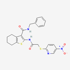 molecular formula C23H22N4O4S2 B4107574 N-benzyl-2-[[2-(5-nitropyridin-2-yl)sulfanylacetyl]amino]-4,5,6,7-tetrahydro-1-benzothiophene-3-carboxamide 