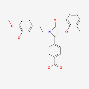 molecular formula C28H29NO6 B4107648 methyl 4-{1-[2-(3,4-dimethoxyphenyl)ethyl]-3-(2-methylphenoxy)-4-oxoazetidin-2-yl}benzoate 