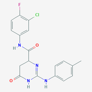 molecular formula C18H16ClFN4O2 B4107662 N~4~-(3-CHLORO-4-FLUOROPHENYL)-6-OXO-2-(4-TOLUIDINO)-1,4,5,6-TETRAHYDRO-4-PYRIMIDINECARBOXAMIDE 