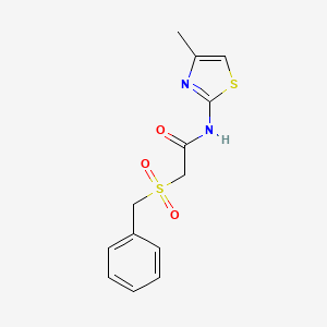 molecular formula C13H14N2O3S2 B4107789 N-(4-METHYL-1,3-THIAZOL-2-YL)-2-PHENYLMETHANESULFONYLACETAMIDE 