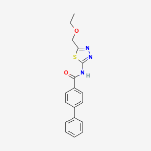 molecular formula C18H17N3O2S B4107841 N-[5-(ETHOXYMETHYL)-1,3,4-THIADIAZOL-2-YL]-[1,1'-BIPHENYL]-4-CARBOXAMIDE 