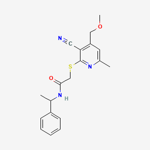 molecular formula C19H21N3O2S B4107982 2-{[3-cyano-4-(methoxymethyl)-6-methyl-2-pyridinyl]thio}-N-(1-phenylethyl)acetamide 
