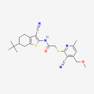 molecular formula C24H28N4O2S2 B4108194 N-(6-tert-butyl-3-cyano-4,5,6,7-tetrahydro-1-benzothiophen-2-yl)-2-{[3-cyano-4-(methoxymethyl)-6-methylpyridin-2-yl]sulfanyl}acetamide 