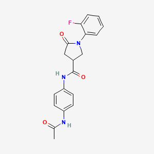 molecular formula C19H18FN3O3 B4108231 N-[4-(acetylamino)phenyl]-1-(2-fluorophenyl)-5-oxo-3-pyrrolidinecarboxamide 