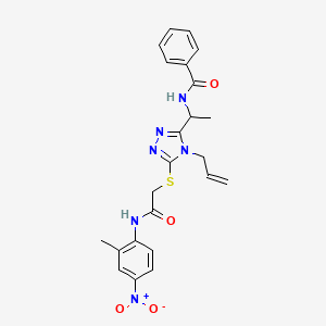 molecular formula C23H24N6O4S B4108361 N-{1-[5-({2-[(2-methyl-4-nitrophenyl)amino]-2-oxoethyl}sulfanyl)-4-(prop-2-en-1-yl)-4H-1,2,4-triazol-3-yl]ethyl}benzamide 