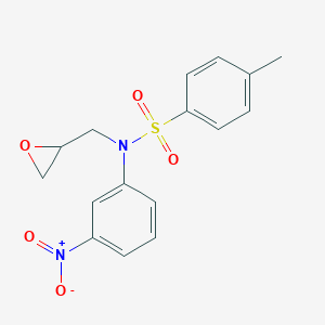 molecular formula C16H16N2O5S B410863 N-{3-nitrophenyl}-4-methyl-N-(2-oxiranylmethyl)benzenesulfonamide 