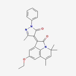 molecular formula C26H25N3O3 B4108635 (1Z)-8-ethoxy-4,4,6-trimethyl-1-(3-methyl-5-oxo-1-phenyl-1,5-dihydro-4H-pyrazol-4-ylidene)-4H-pyrrolo[3,2,1-ij]quinolin-2(1H)-one 