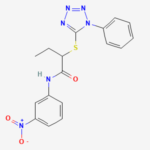 molecular formula C17H16N6O3S B4108844 N-(3-nitrophenyl)-2-(1-phenyltetrazol-5-yl)sulfanylbutanamide 
