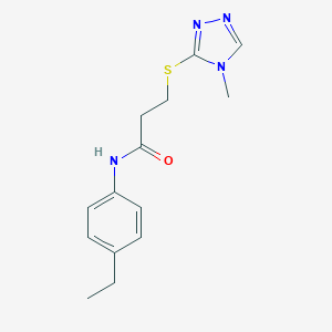 molecular formula C14H18N4OS B410894 N-(4-ethylphenyl)-3-[(4-methyl-1,2,4-triazol-3-yl)sulfanyl]propanamide 