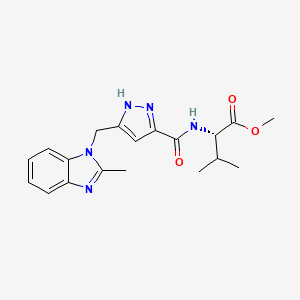 molecular formula C19H23N5O3 B4108945 methyl (2S)-3-methyl-2-[[5-[(2-methylbenzimidazol-1-yl)methyl]-1H-pyrazole-3-carbonyl]amino]butanoate 