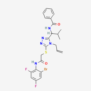molecular formula C24H24BrF2N5O2S B4109164 N-{1-[5-({2-[(2-bromo-4,6-difluorophenyl)amino]-2-oxoethyl}sulfanyl)-4-(prop-2-en-1-yl)-4H-1,2,4-triazol-3-yl]-2-methylpropyl}benzamide 