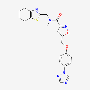 molecular formula C22H22N6O3S B4109196 N-methyl-N-(4,5,6,7-tetrahydro-1,3-benzothiazol-2-ylmethyl)-5-{[4-(1H-1,2,4-triazol-1-yl)phenoxy]methyl}-3-isoxazolecarboxamide 