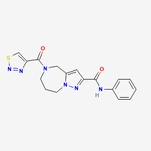molecular formula C17H16N6O2S B4109250 N-phenyl-5-(1,2,3-thiadiazol-4-ylcarbonyl)-5,6,7,8-tetrahydro-4H-pyrazolo[1,5-a][1,4]diazepine-2-carboxamide 