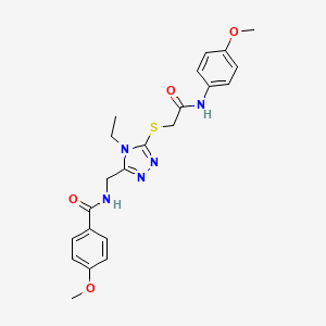 molecular formula C22H25N5O4S B4109268 N-{[4-ETHYL-5-({[(4-METHOXYPHENYL)CARBAMOYL]METHYL}SULFANYL)-4H-1,2,4-TRIAZOL-3-YL]METHYL}-4-METHOXYBENZAMIDE 