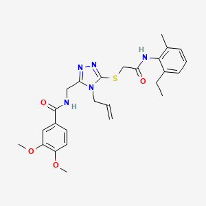 molecular formula C26H31N5O4S B4109283 N-{[5-({2-[(2-ethyl-6-methylphenyl)amino]-2-oxoethyl}sulfanyl)-4-(prop-2-en-1-yl)-4H-1,2,4-triazol-3-yl]methyl}-3,4-dimethoxybenzamide 