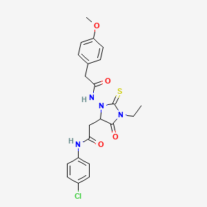 molecular formula C22H23ClN4O4S B4109315 N-(4-Chlorophenyl)-1-ethyl-3-[[2-(4-methoxyphenyl)acetyl]amino]-5-oxo-2-thioxo-4-imidazolidineacetamide CAS No. 957320-42-2