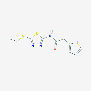 molecular formula C10H11N3OS3 B4109328 N-(5-(ethylthio)-1,3,4-thiadiazol-2-yl)-2-(thiophen-2-yl)acetamide 
