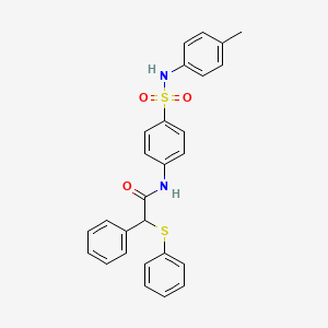 molecular formula C27H24N2O3S2 B4109368 N-{4-[(4-methylphenyl)sulfamoyl]phenyl}-2-phenyl-2-(phenylsulfanyl)acetamide 
