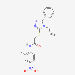 molecular formula C20H19N5O3S B4109388 N-(2-methyl-4-nitrophenyl)-2-{[5-phenyl-4-(prop-2-en-1-yl)-4H-1,2,4-triazol-3-yl]sulfanyl}acetamide 