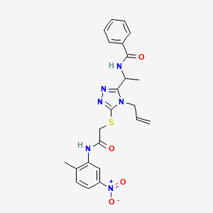 molecular formula C23H24N6O4S B4109456 N-[1-[5-[2-(2-methyl-5-nitroanilino)-2-oxoethyl]sulfanyl-4-prop-2-enyl-1,2,4-triazol-3-yl]ethyl]benzamide 