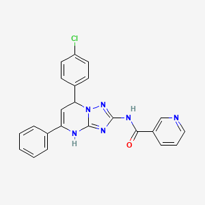 molecular formula C23H17ClN6O B4109465 N-[7-(4-Chlorophenyl)-5-phenyl-4H,7H-[1,2,4]triazolo[1,5-A]pyrimidin-2-YL]pyridine-3-carboxamide 
