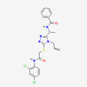 molecular formula C22H21Cl2N5O2S B4109544 N-{1-[5-({2-[(2,4-dichlorophenyl)amino]-2-oxoethyl}sulfanyl)-4-(prop-2-en-1-yl)-4H-1,2,4-triazol-3-yl]ethyl}benzamide 
