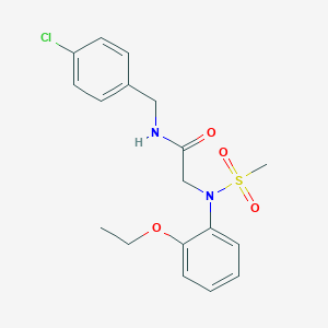 molecular formula C18H21ClN2O4S B410985 N-(4-chlorobenzyl)-2-[2-ethoxy(methylsulfonyl)anilino]acetamide 