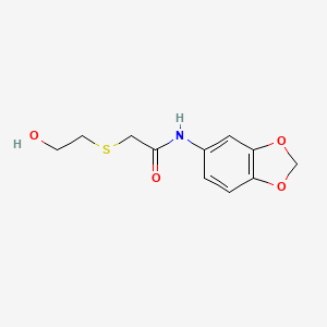 molecular formula C11H13NO4S B4109943 N-(1,3-benzodioxol-5-yl)-2-[(2-hydroxyethyl)sulfanyl]acetamide 